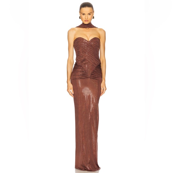 The New Arrivals By Ilkyaz Ozel - Samsara Dress in Bitter Negroni